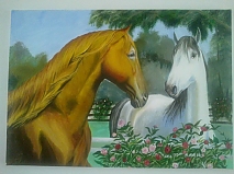 تابلو اسب ها و شکوفه